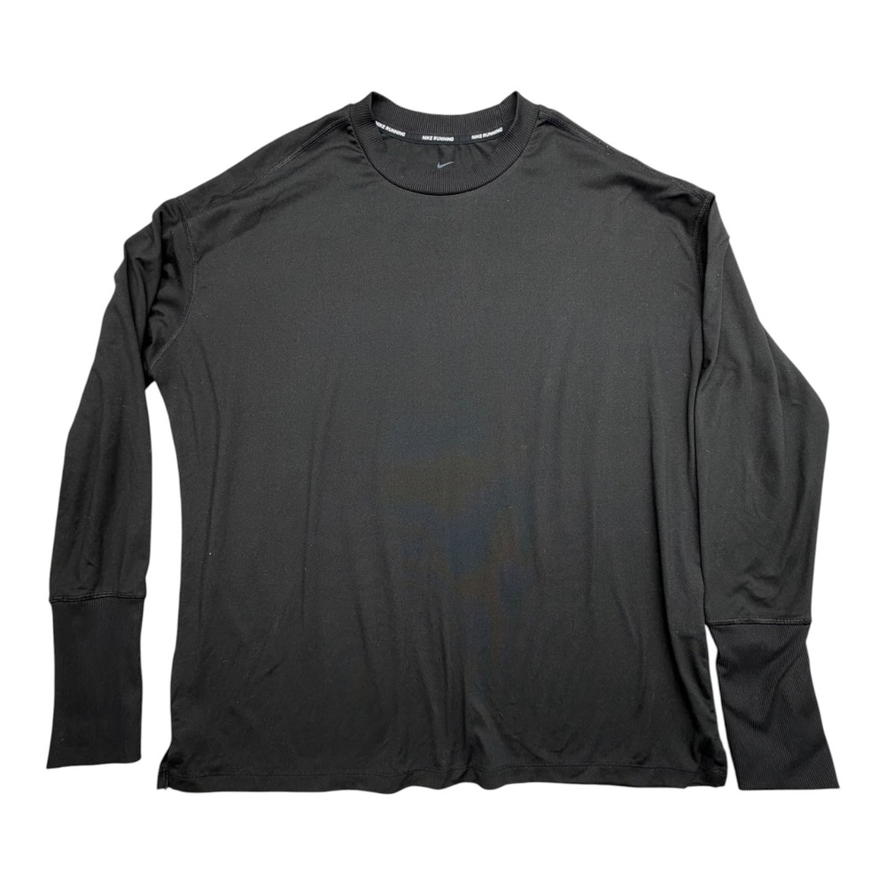 Nike Running Dri-FIT Black Long Sleeve Thumbhole Shirt Mens XL CU6071-010